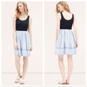Ann Taylor LOFT Blue Eyelet Striped Dress